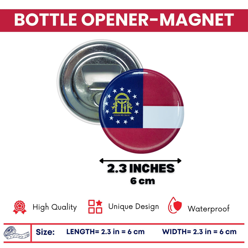 Bottle Opener-Magnet - State Flag Georgia - USA