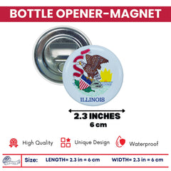 Bottle Opener-Magnet - State Flag Illinois - USA