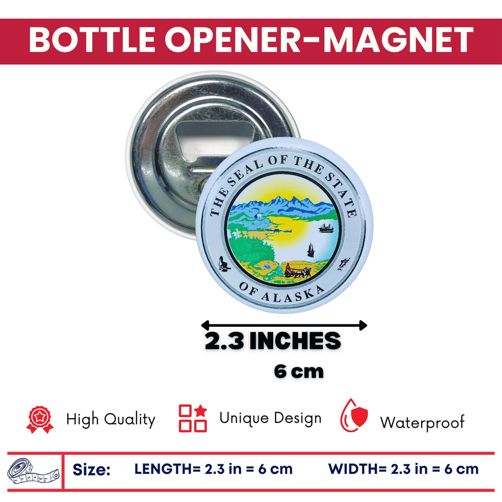 Bottle Opener - Magnet - State Seal Alaska - USA