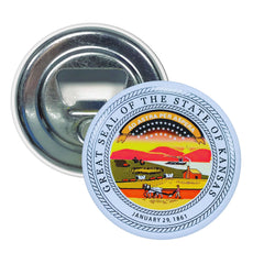 Bottle Opener - Magnet - State Seal Kansas - USA