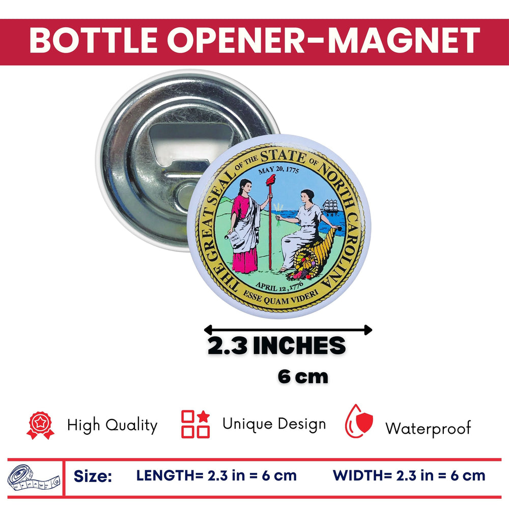 Bottle Opener - Magnet - State Seal North Carolina - USA