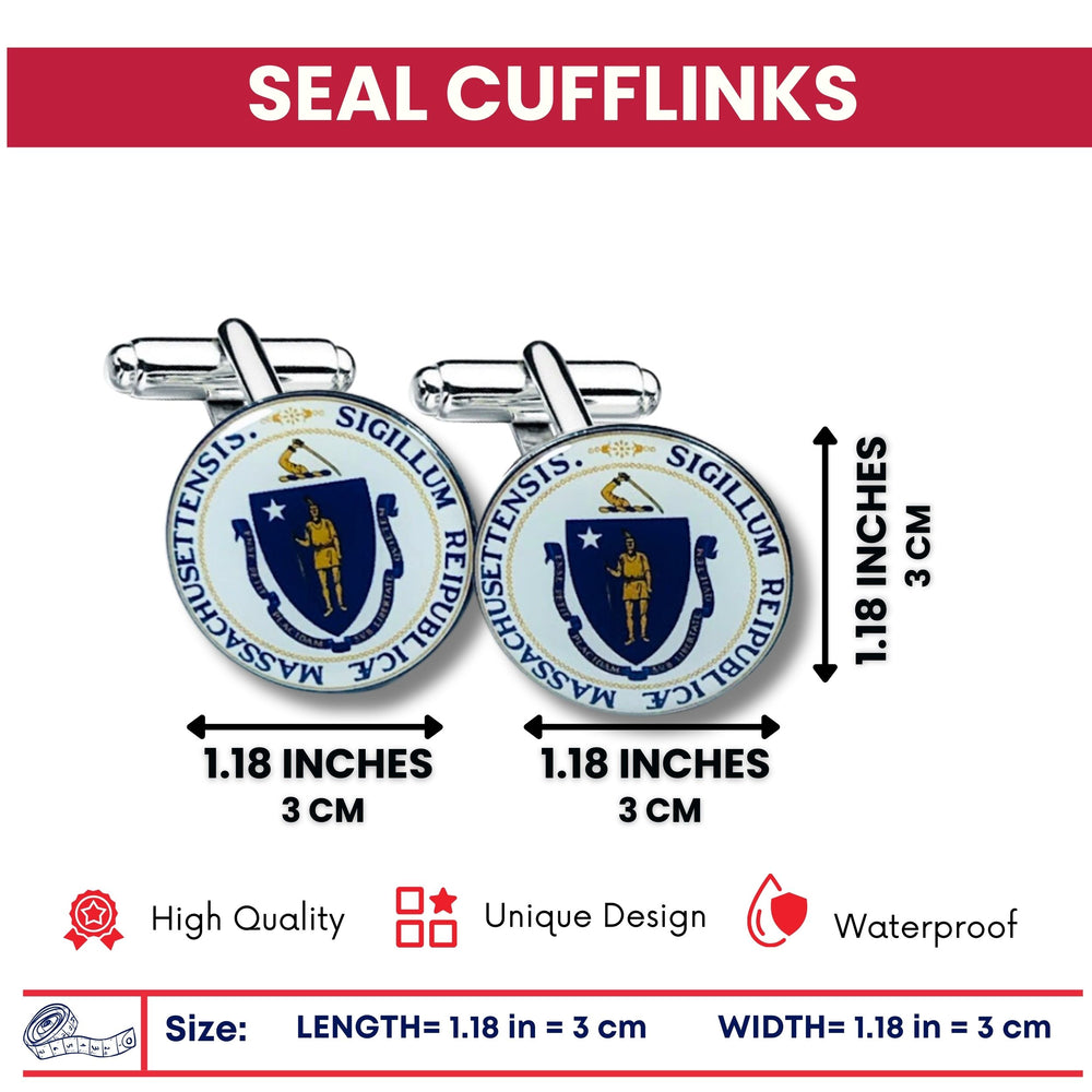 Cufflinks - State Seal Massachusetts - USA