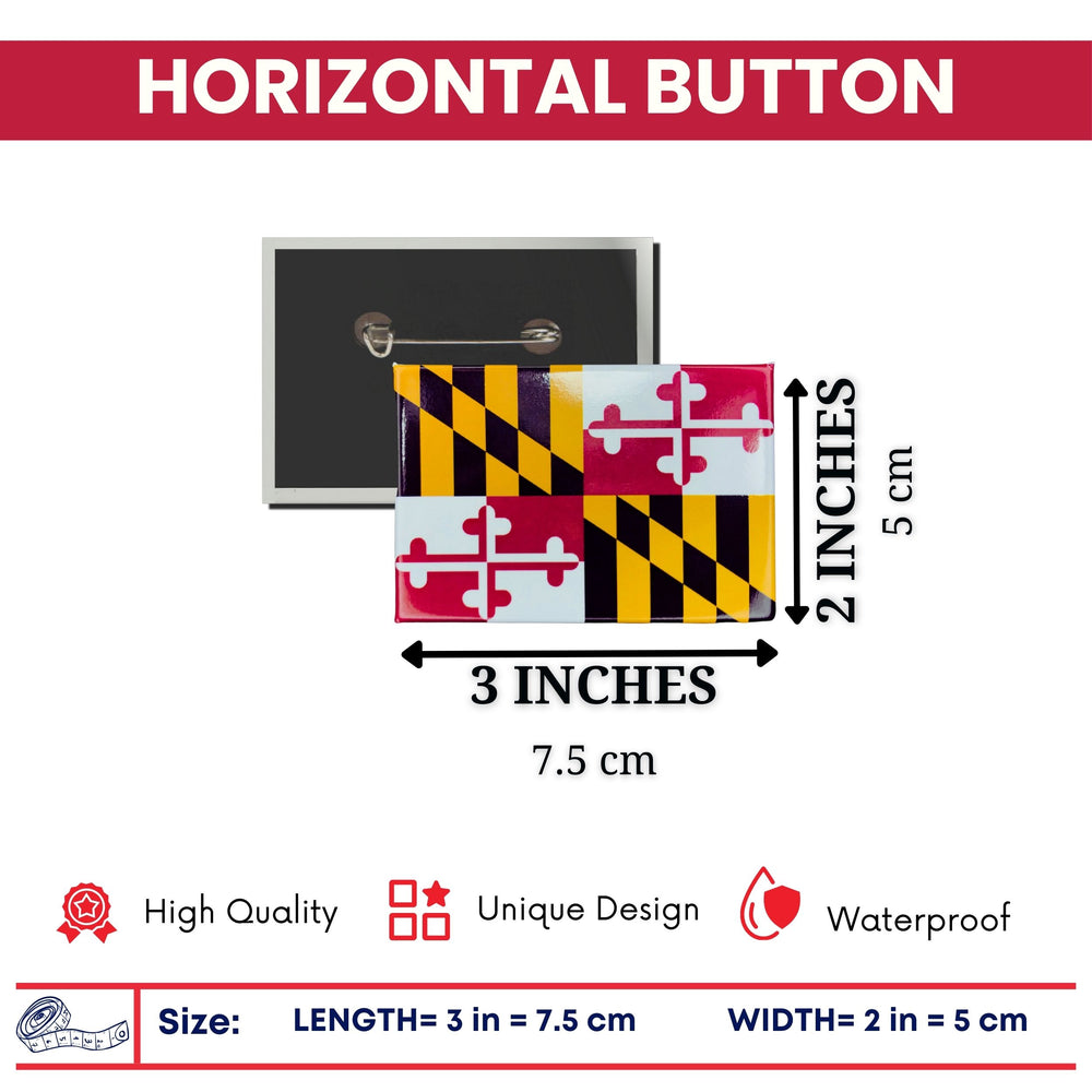 Horizontal Button - State Flag Maryland - USA
