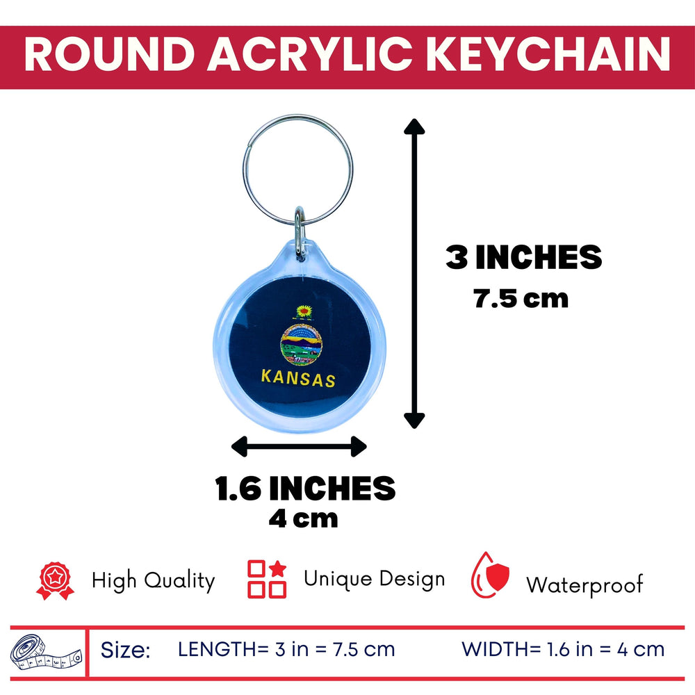 Round Acrylic Keychain - State Flag Kansas - USA