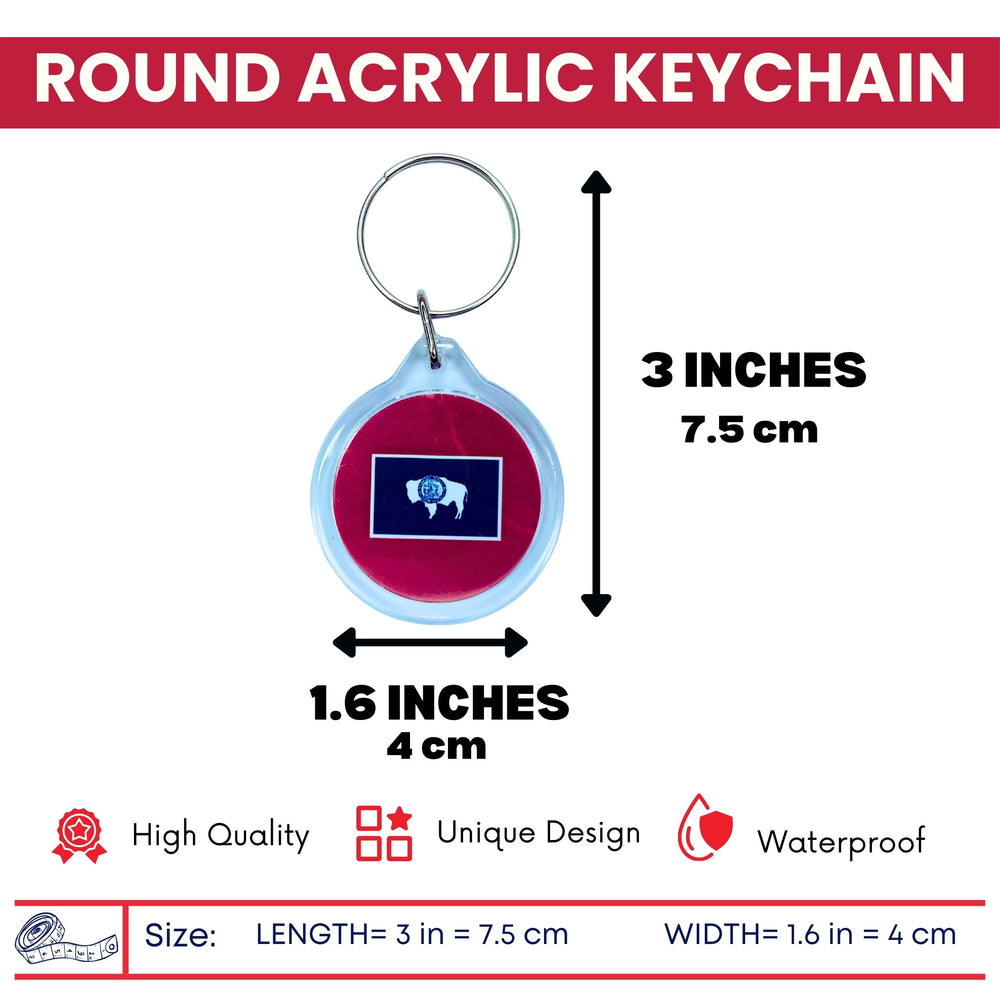 Round Acrylic Keychain - State Flag Wyoming - USA