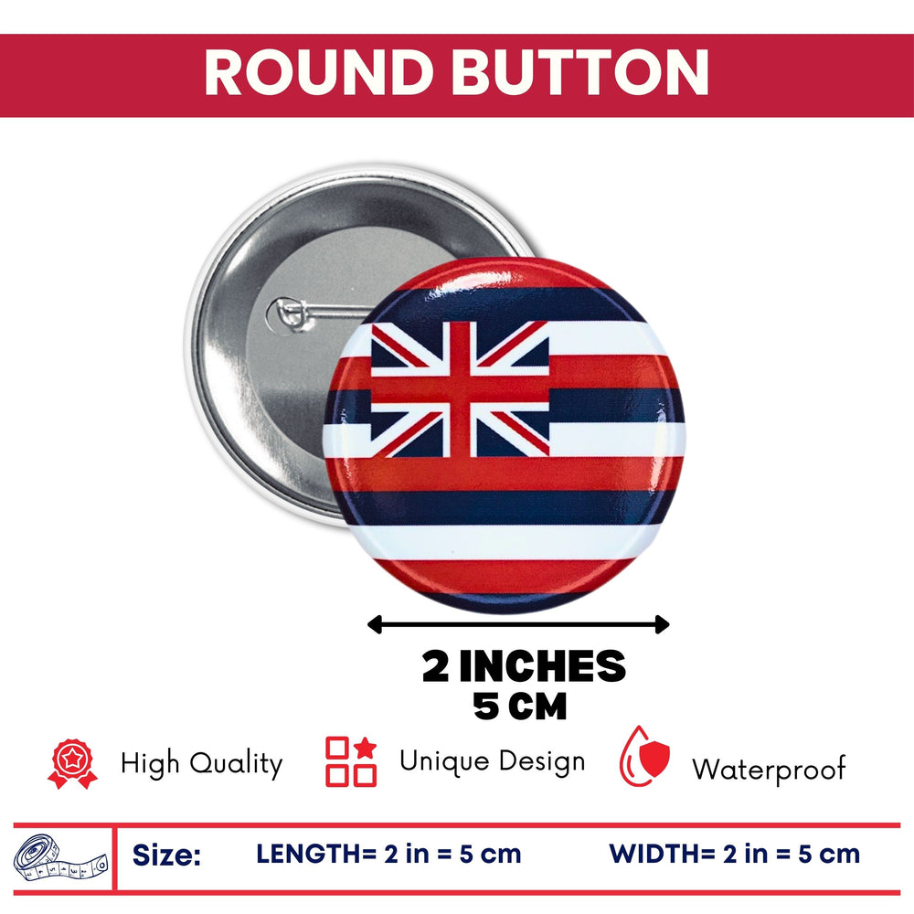 Round Button - State Flag Hawaii - USA