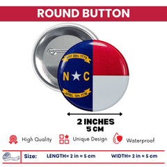 Round Button - State Flag North Carolina - USA
