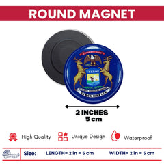 Round Magnet - State Flag Michigan - USA