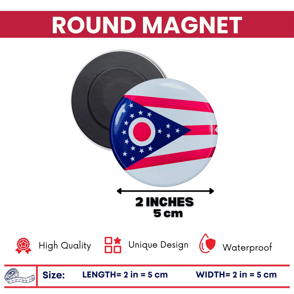 Round Magnet - State Flag Ohio - USA