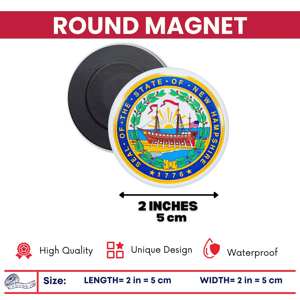 Round Magnet - State Seal New Hampshire - USA