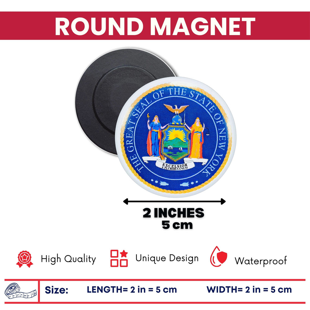 Round Magnet - State Seal New York - USA