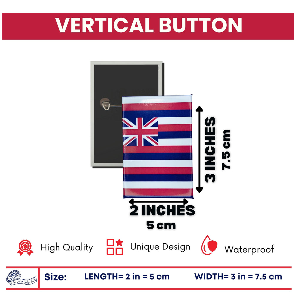 Vertical Button - State Flag Hawaii - USA