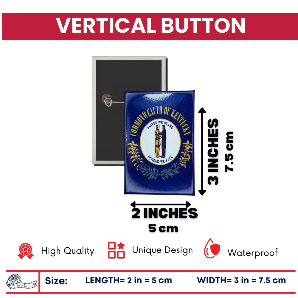 Vertical Button - State Flag Kentucky - USA