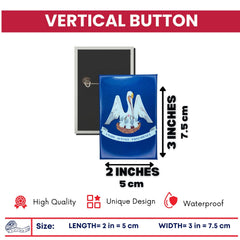 Vertical Button - State Flag Louisiana - USA