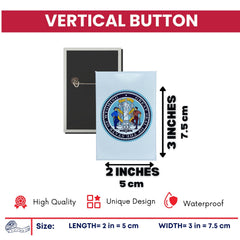 Vertical Button - State Seal Wyoming - USA
