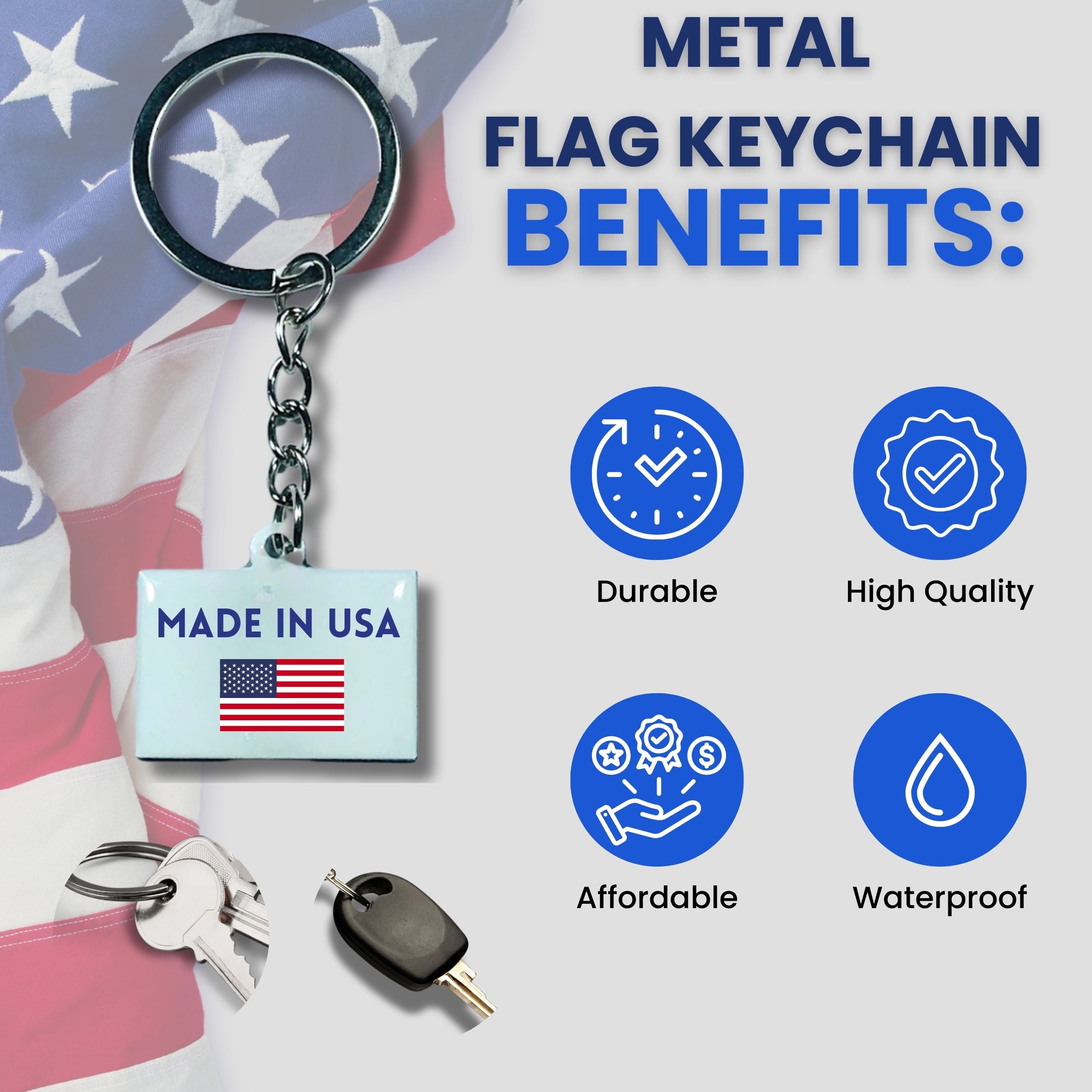 Metal Keychain - State Flag Texas - USA