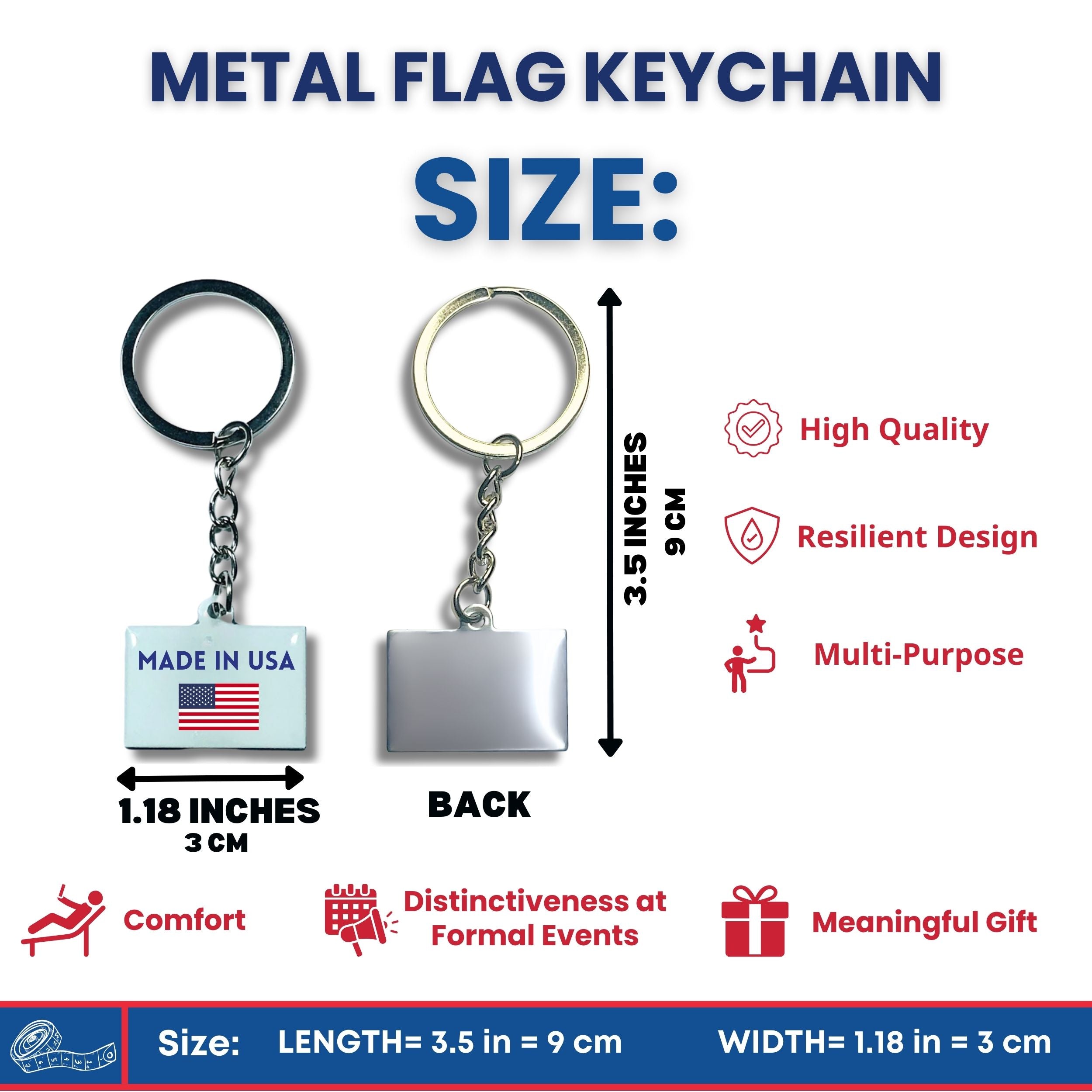 Metal Keychain - State Flag Texas - USA