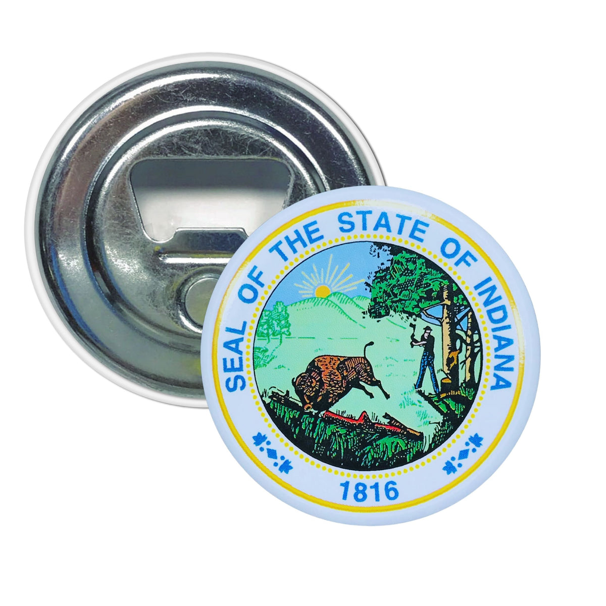 Bottle Opener - Magnet - State Seal Indiana - USA