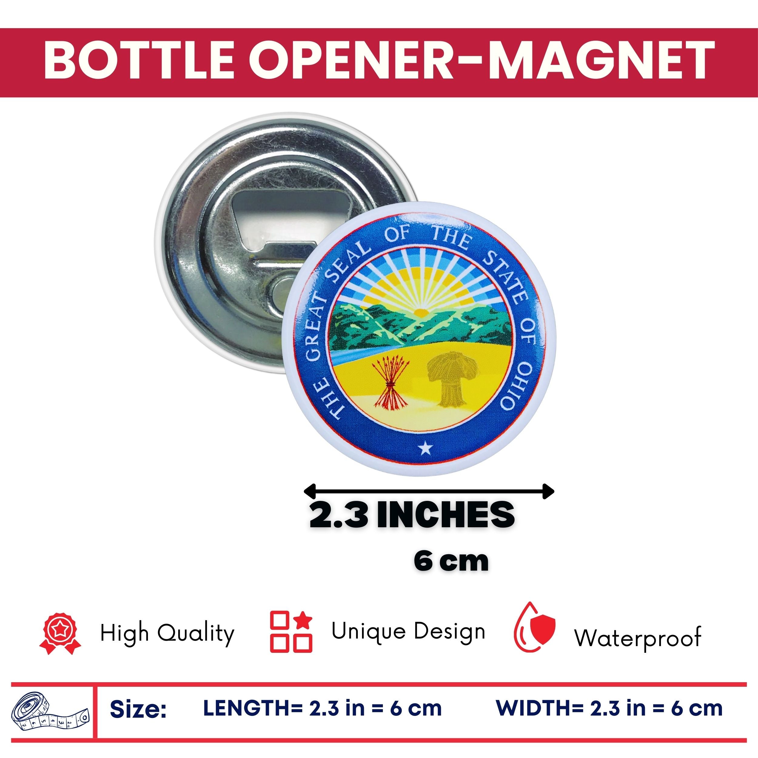 Bottle Opener - Magnet - State Seal Ohio - USA