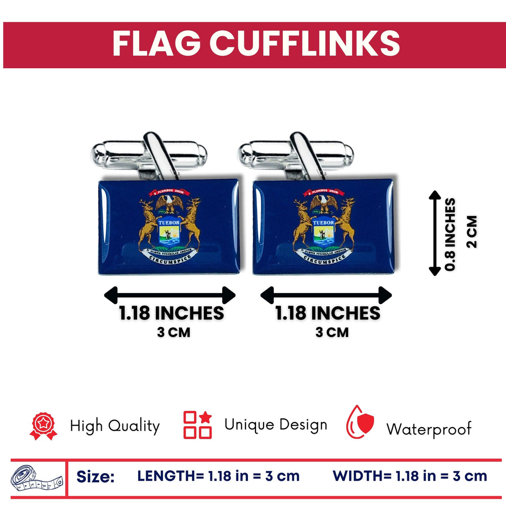 Cufflinks - State Flag Michigan - USA