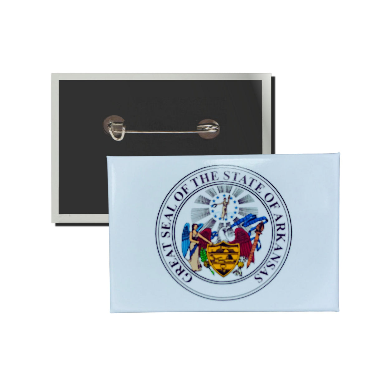 Horizontal Button - State Seal Arkansas - USA