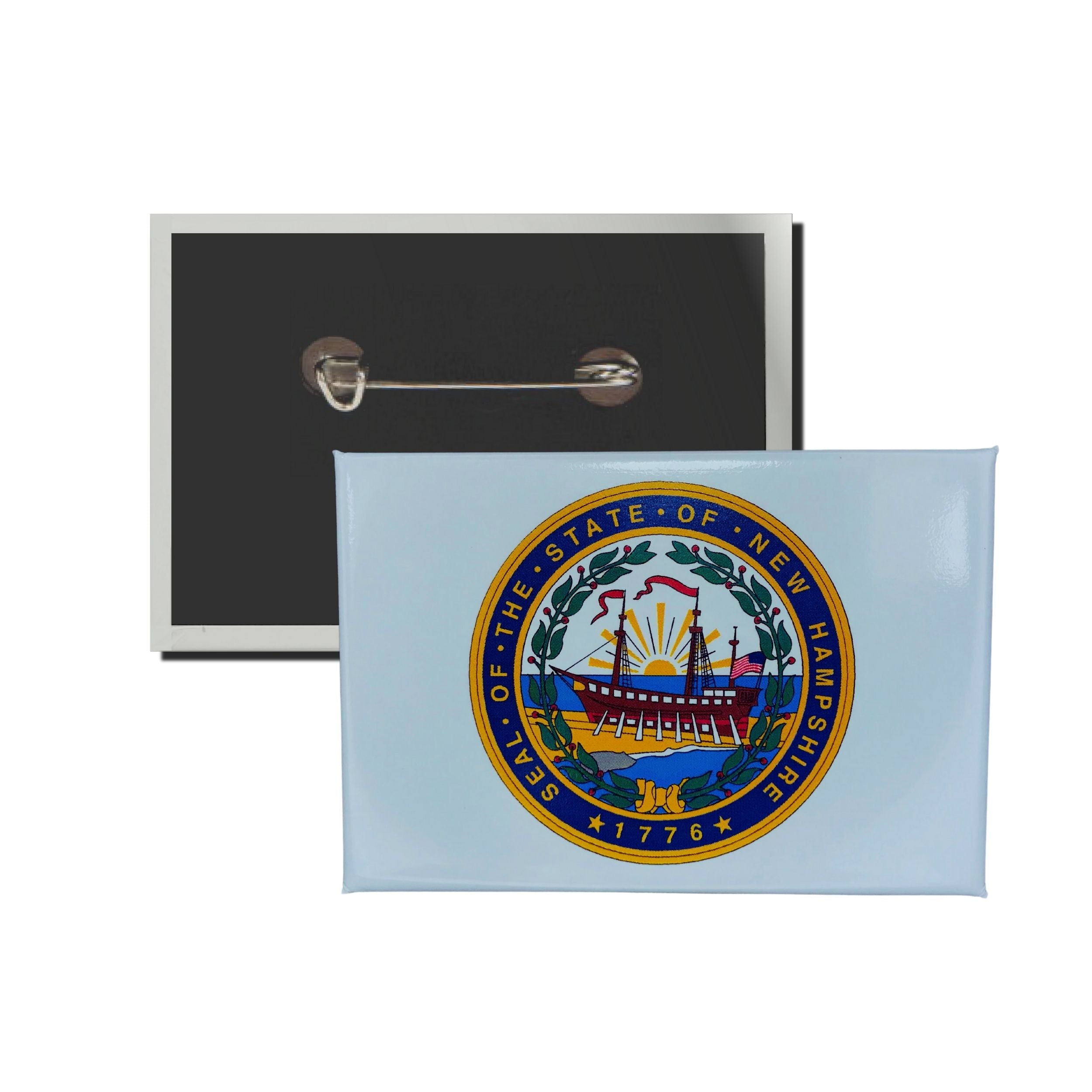 Horizontal Button - State Seal New Hampshire - USA