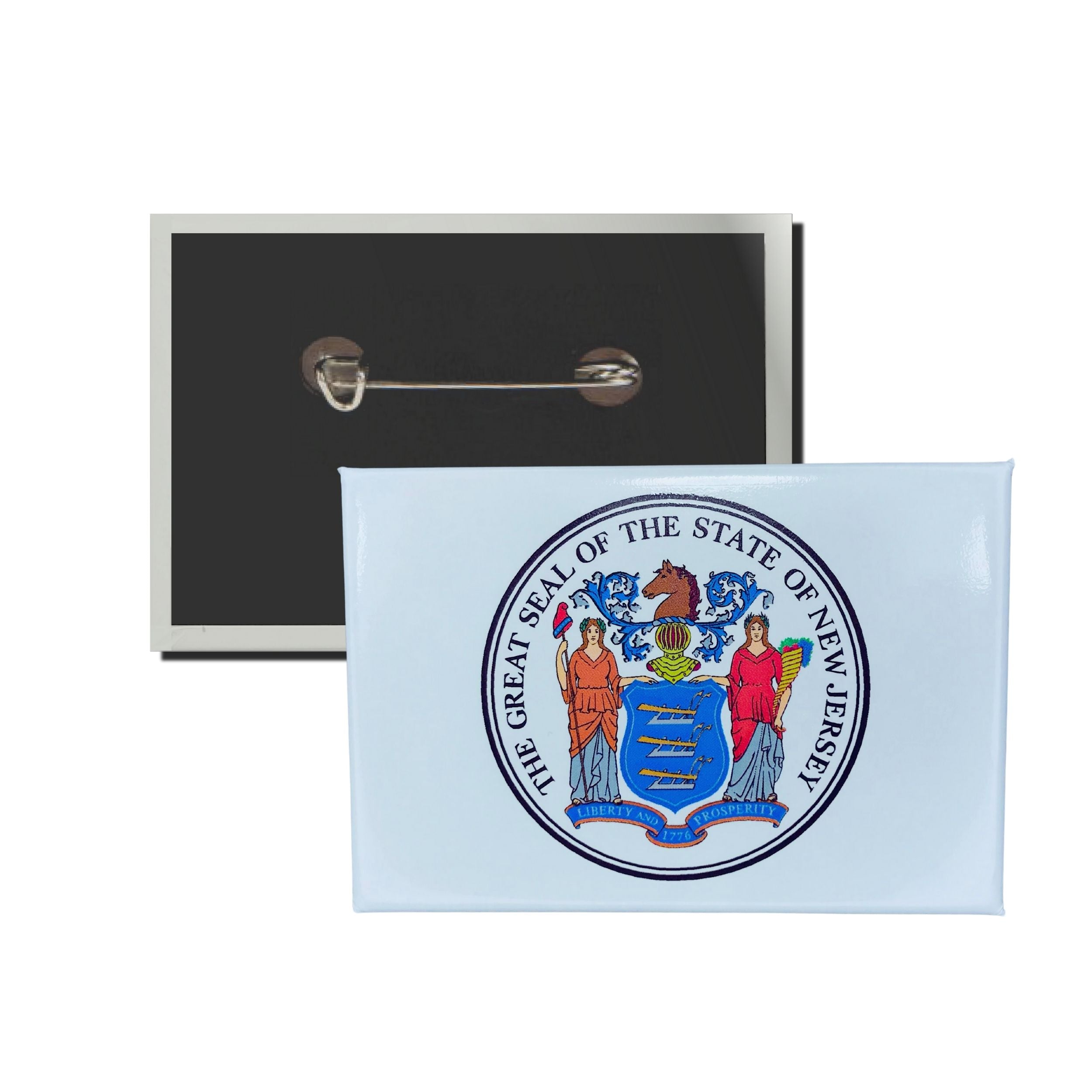 Horizontal Button - State Seal New Jersey - USA