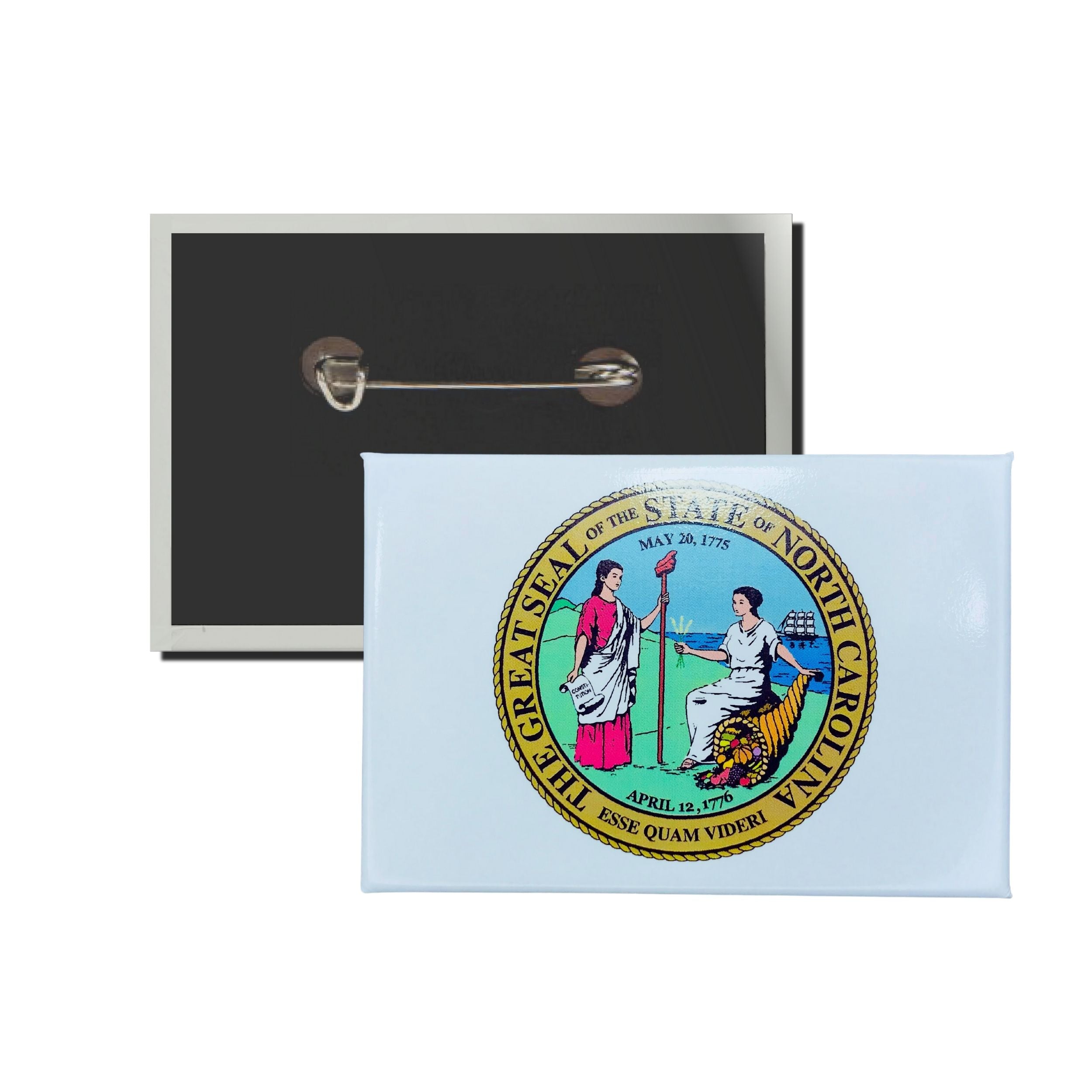 Horizontal Button - State Seal North Carolina - USA