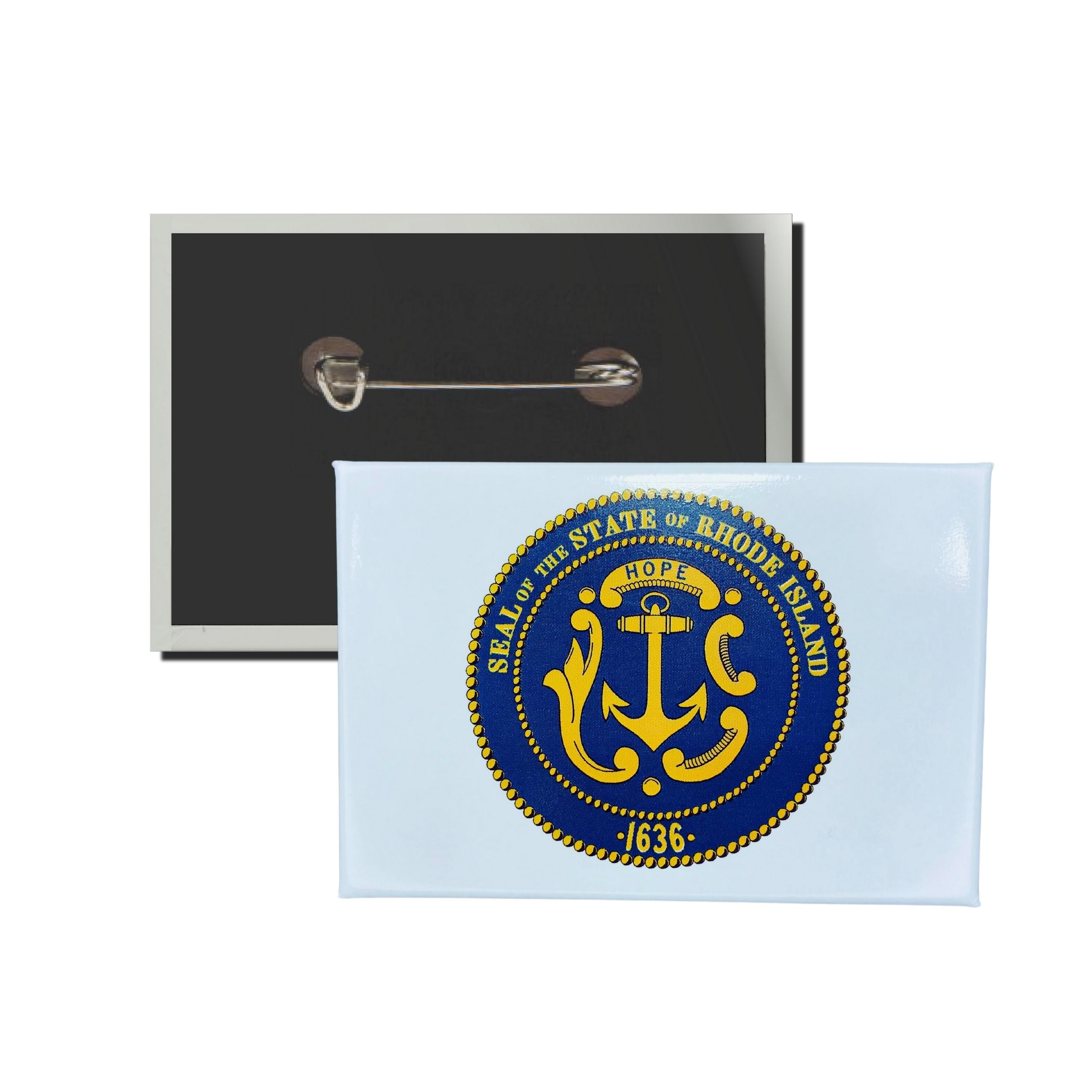 Horizontal Button - State Seal Rhode Island - USA