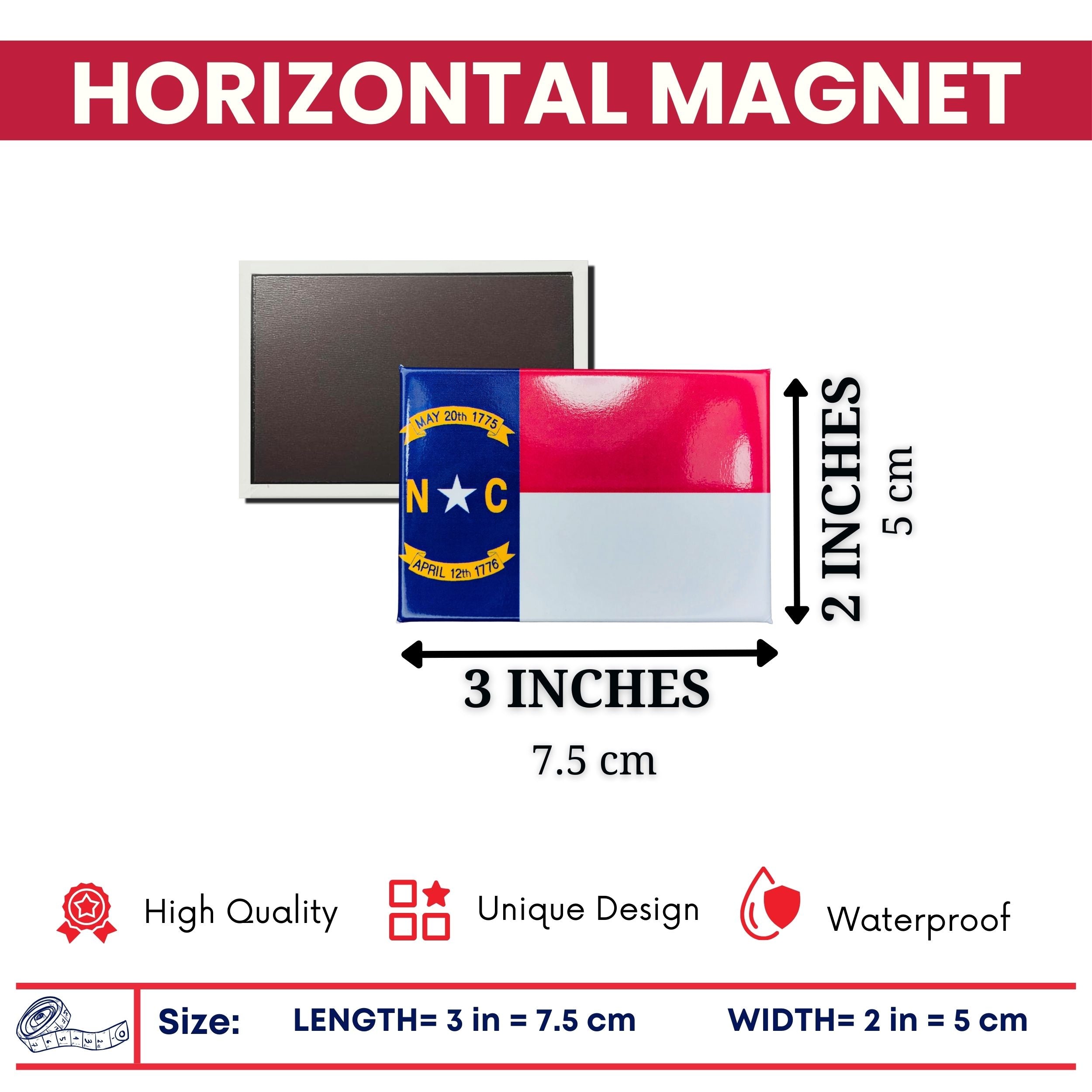 Horizontal Magnet - State Flag North Carolina - USA