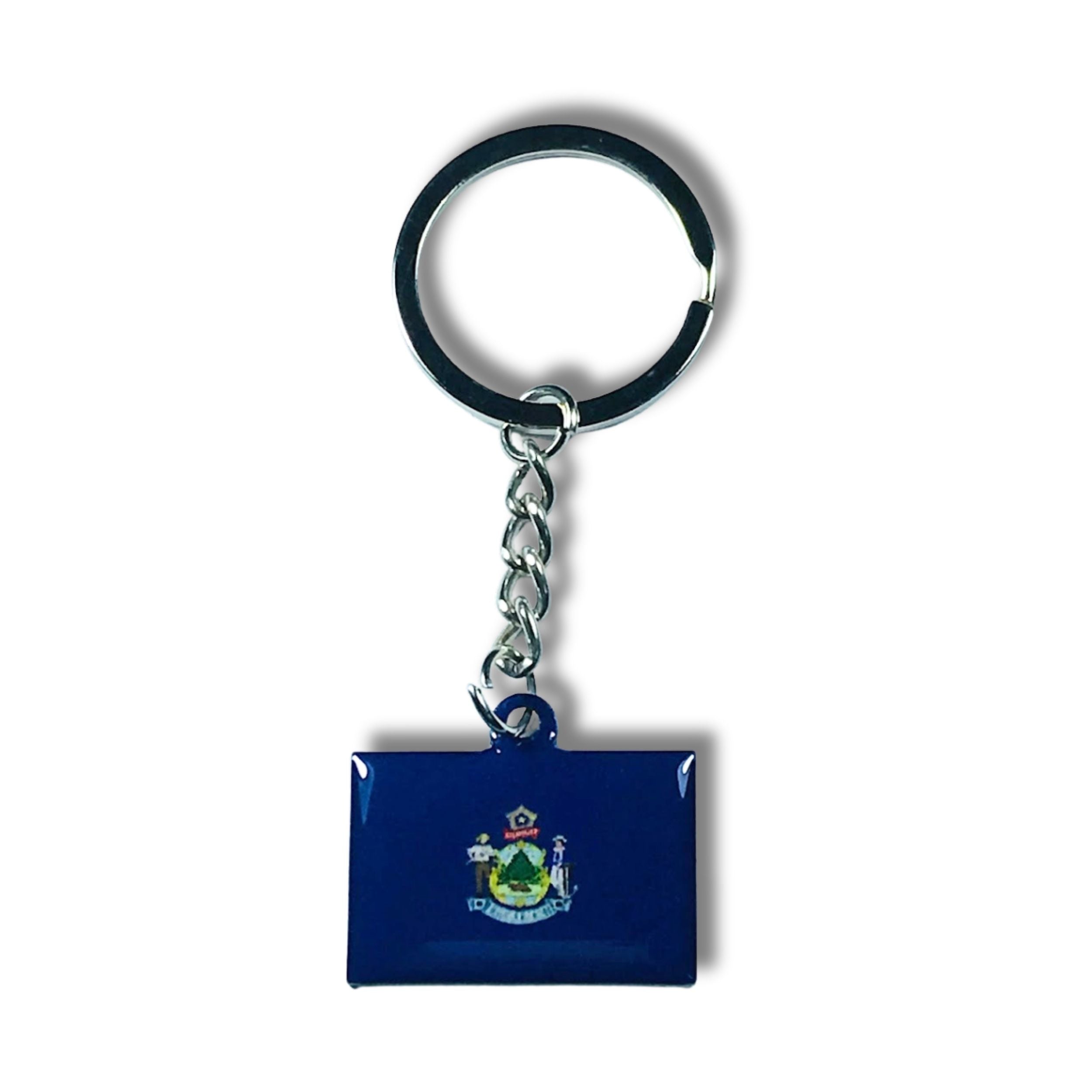 Metal Keychain - State Flag Maine - USA