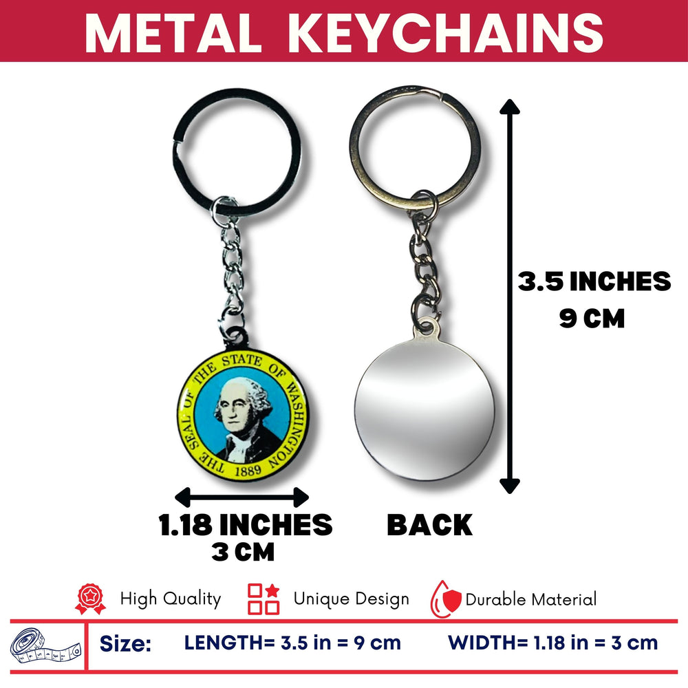 Metal Keychain - State Seal Washington - USA
