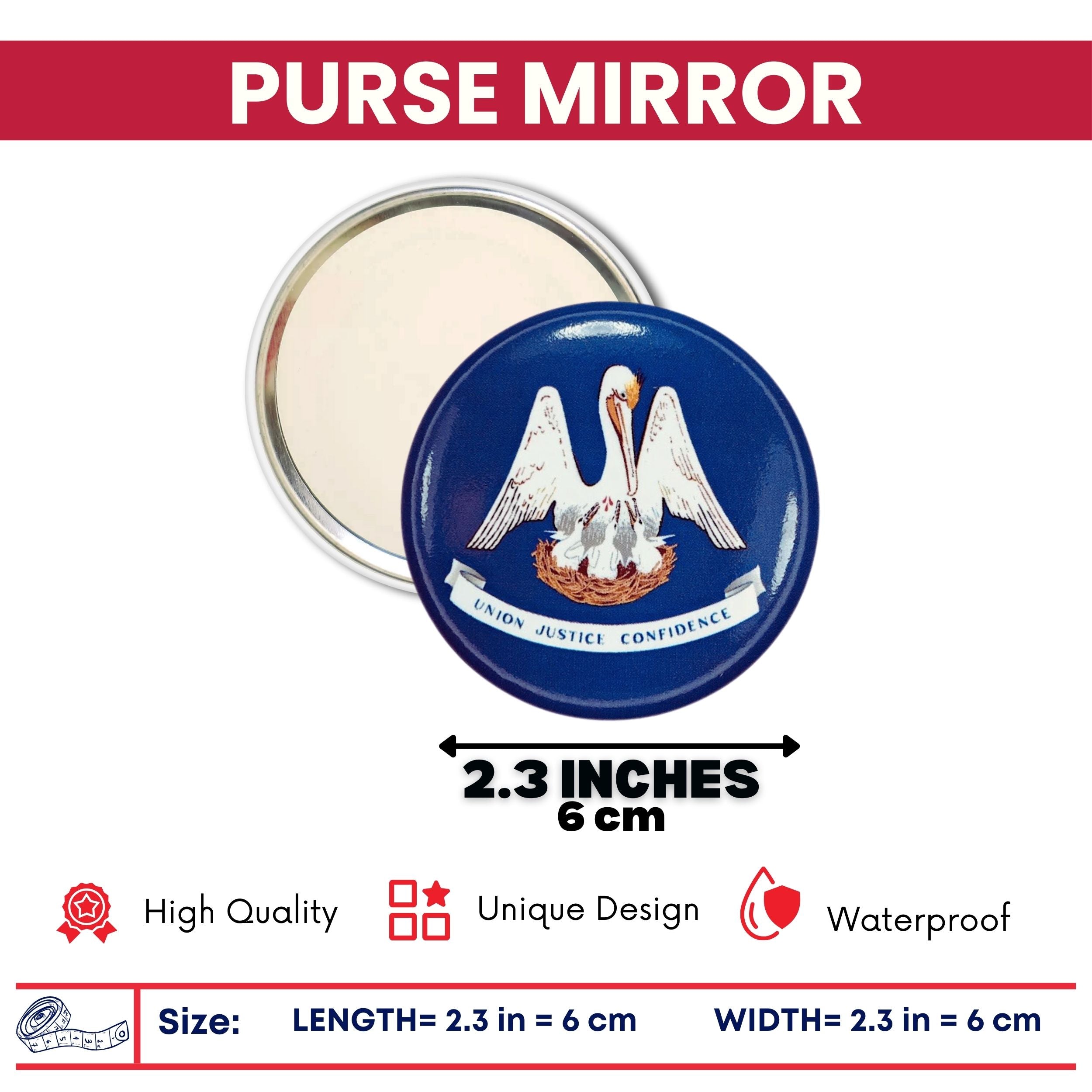 Purse Mirror - State Flag Louisiana - USA