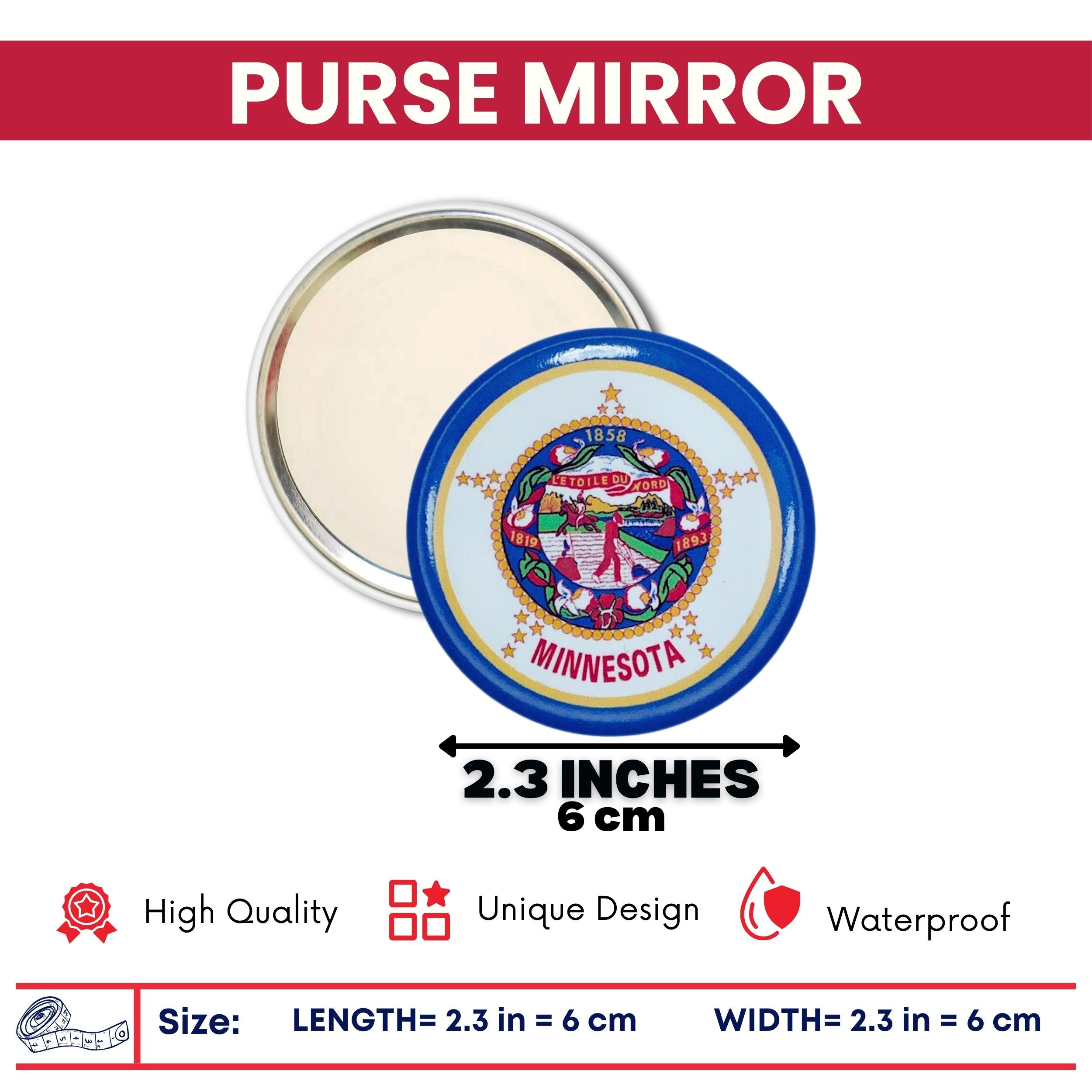 Purse Mirror - State Flag Minnesota - USA
