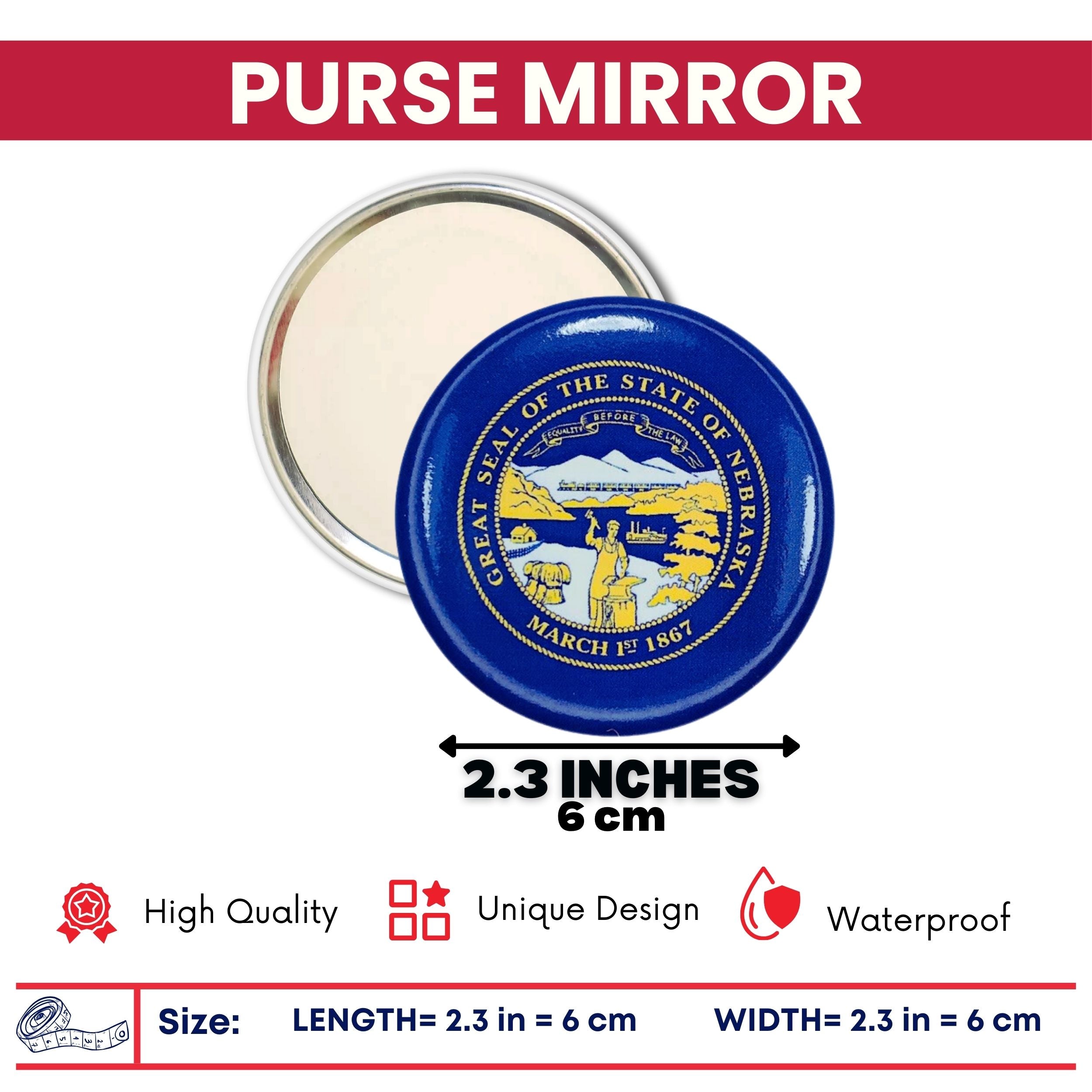 Purse Mirror - State Flag Nebraska - USA