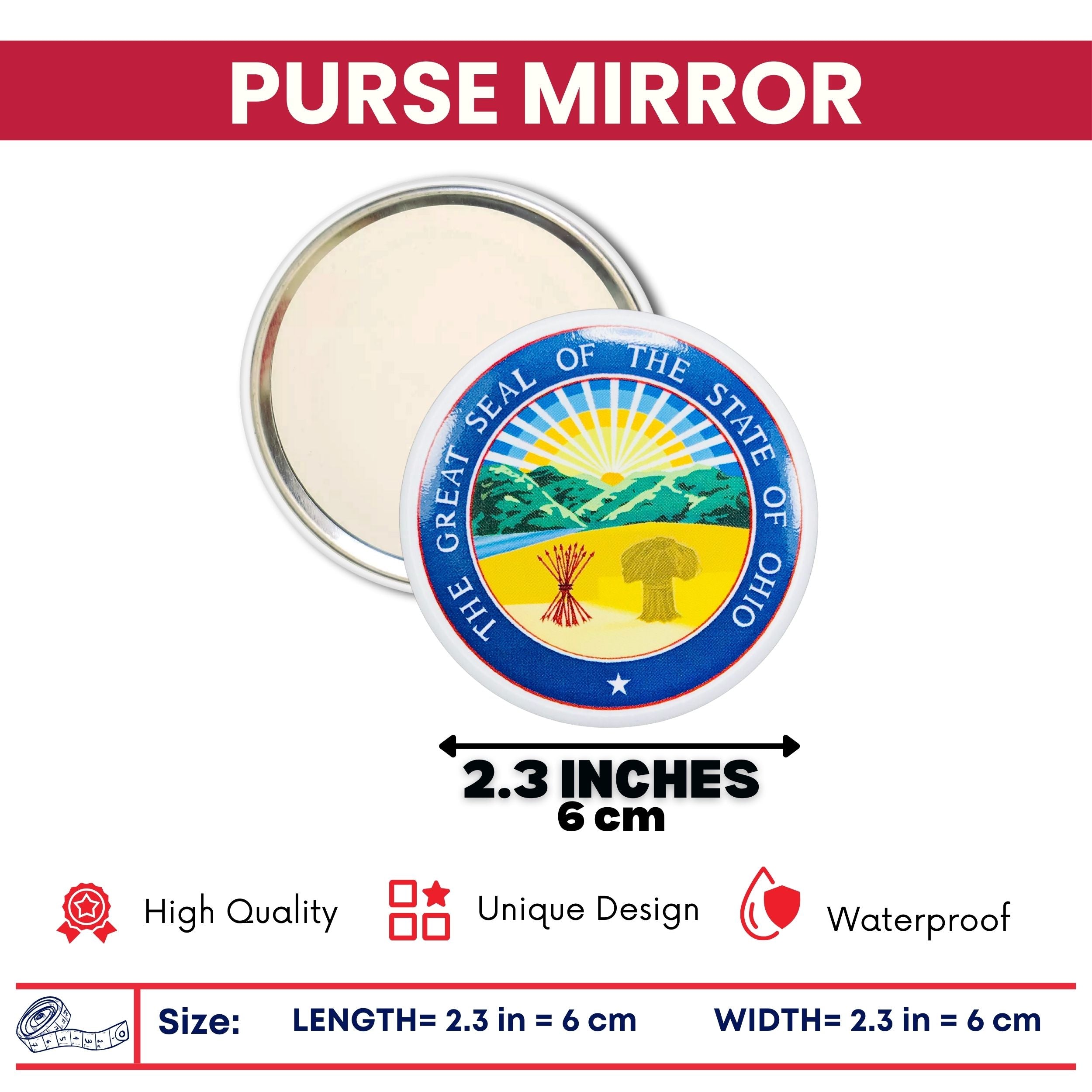 Purse Mirror - State Seal Ohio - USA