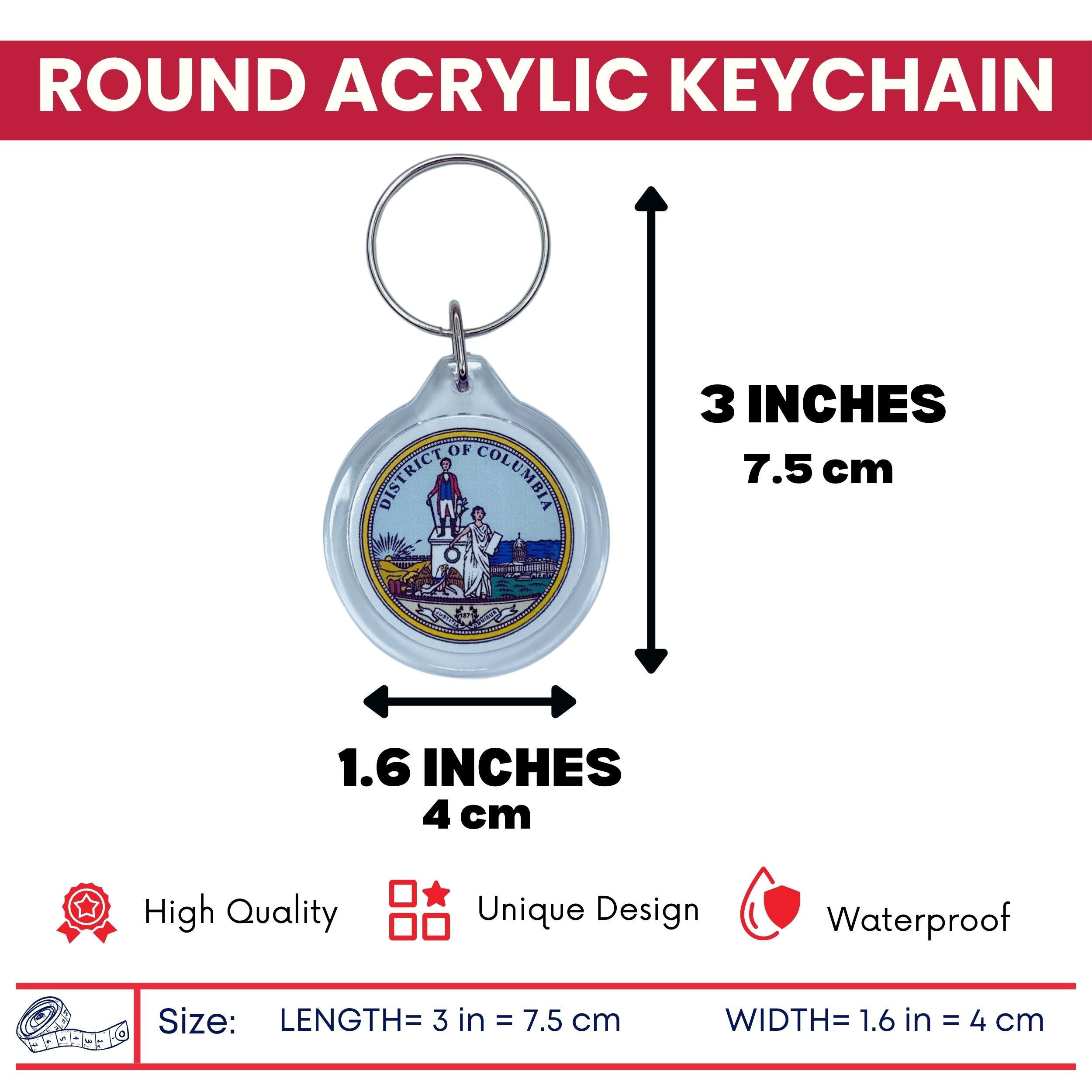 Round Acrylic Keychain - Seal District of Columbia - USA