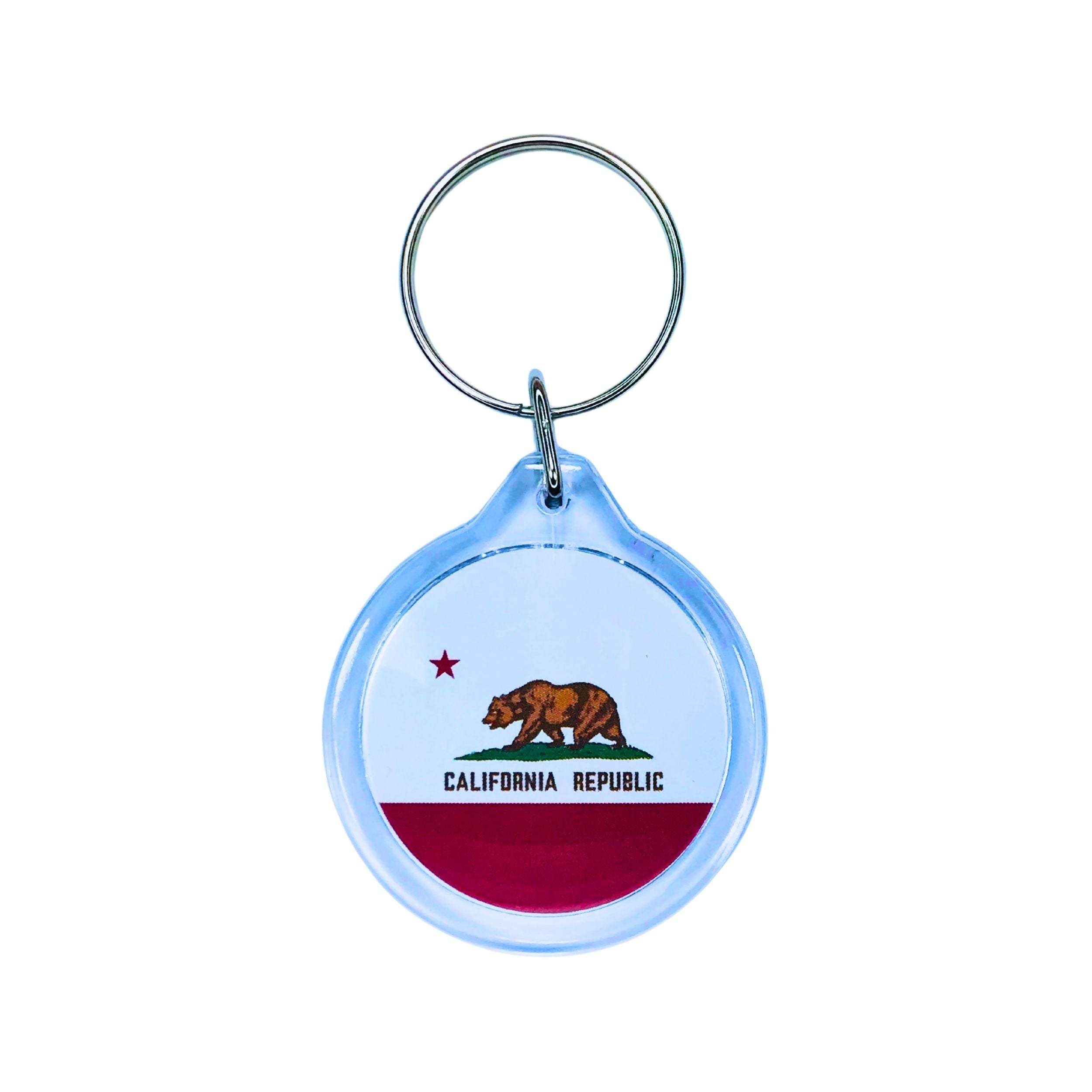 Round Acrylic Keychain - State Flag California - USA