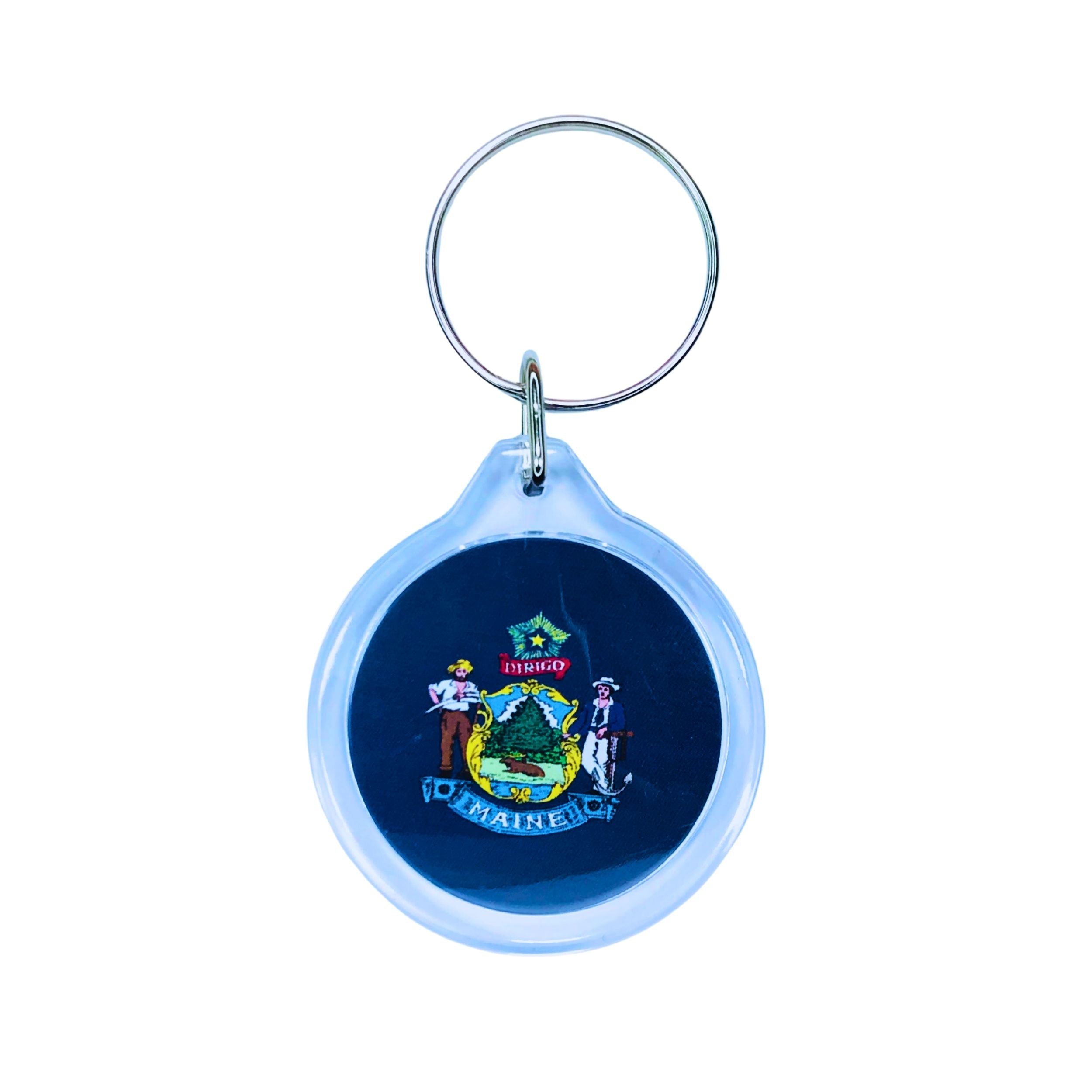 Round Acrylic Keychain - State Flag Maine - USA