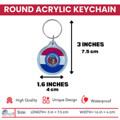 Round Acrylic Keychain - State Flag Missouri - USA