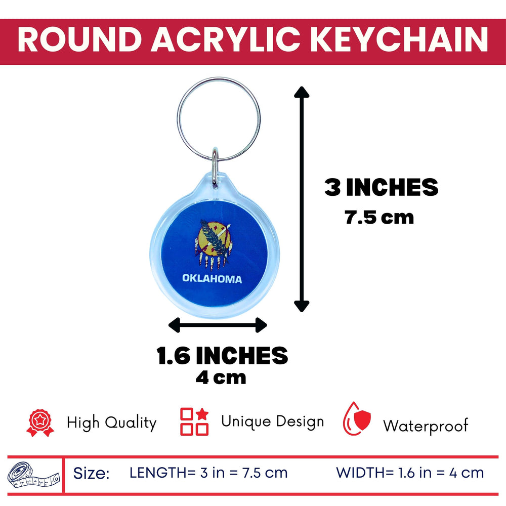 Round Acrylic Keychain - State Flag Oklahoma - USA