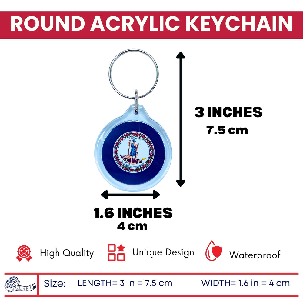 Round Acrylic Keychain - State Flag Virginia - USA