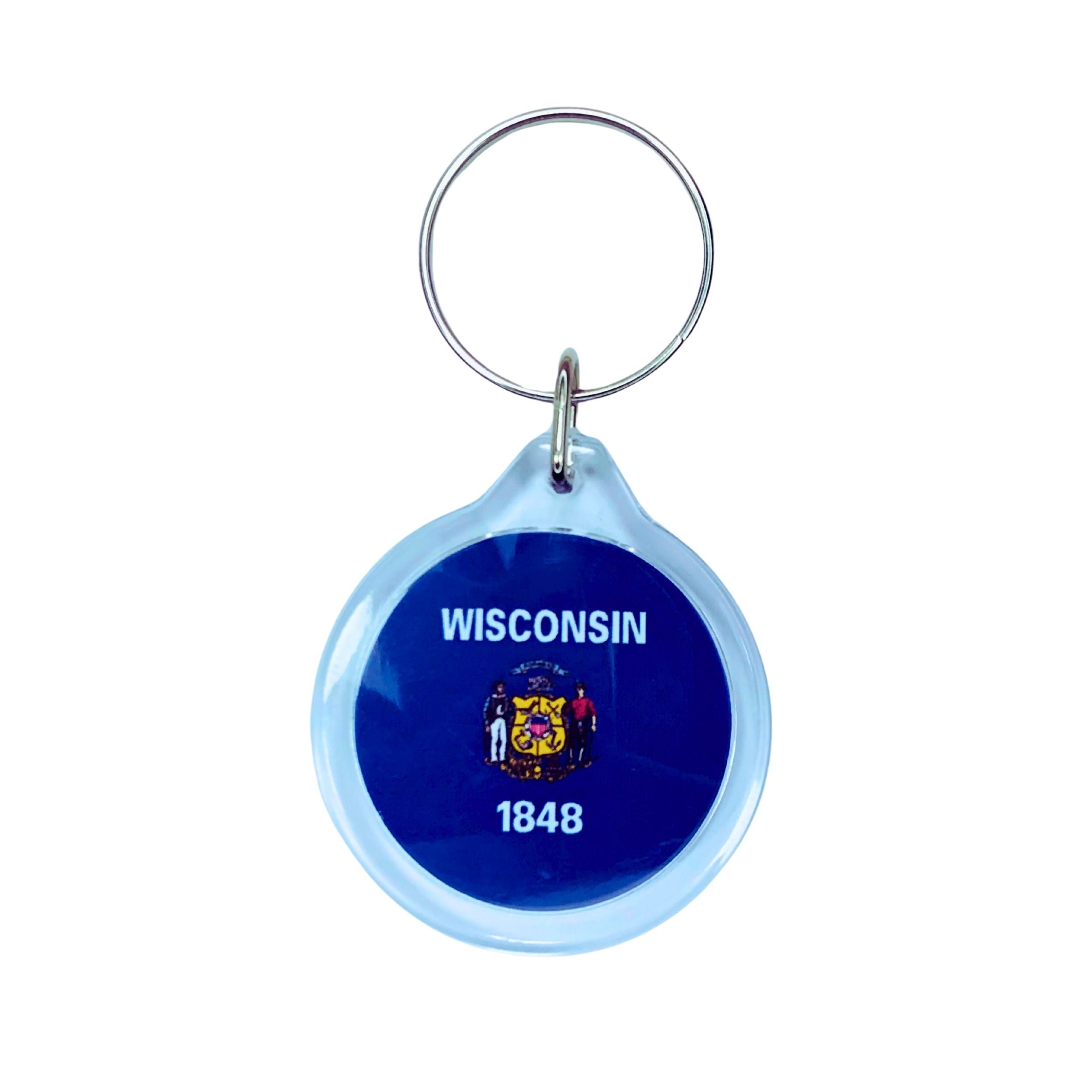 Round Acrylic Keychain - State Flag Wisconsin - USA