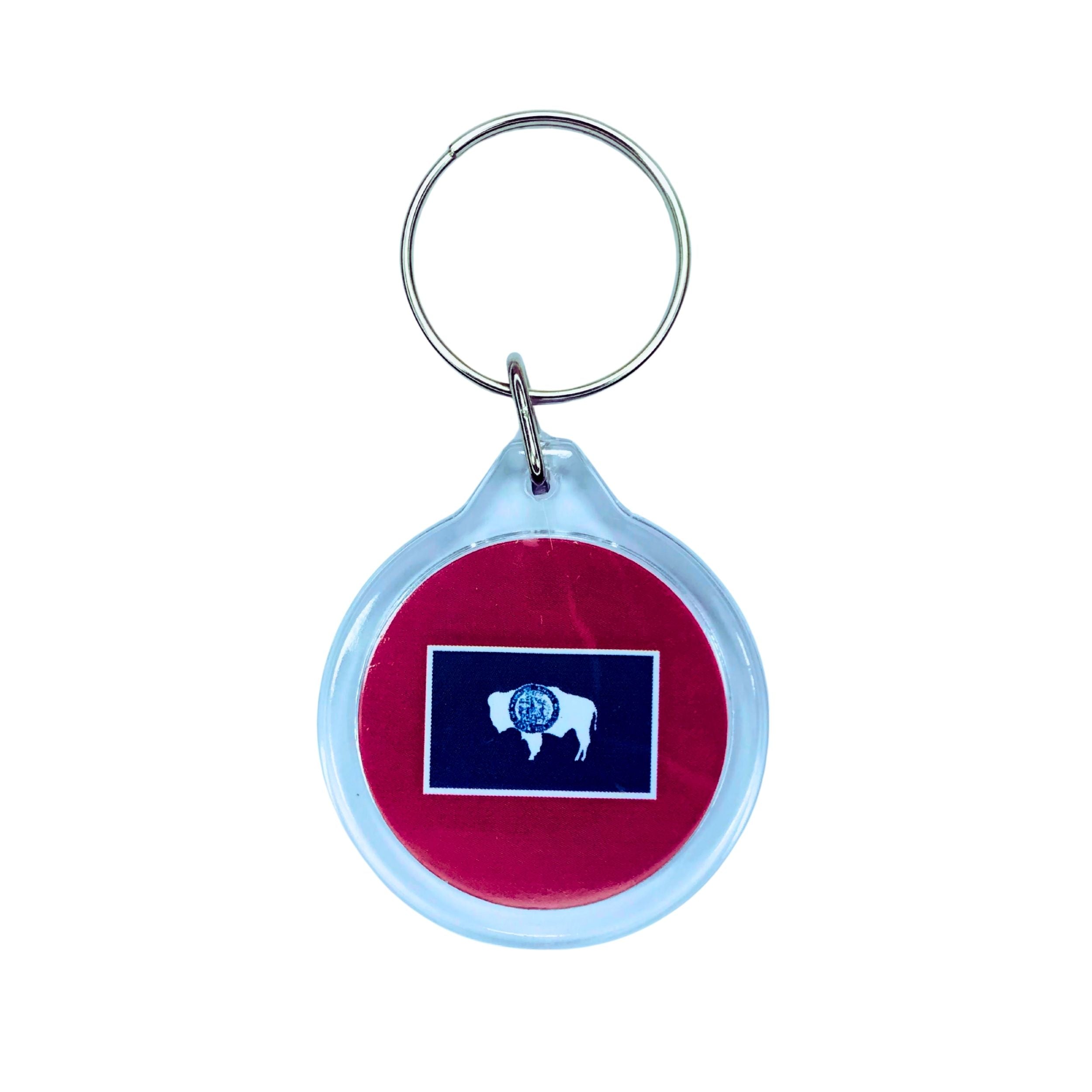 Round Acrylic Keychain - State Flag Wyoming - USA