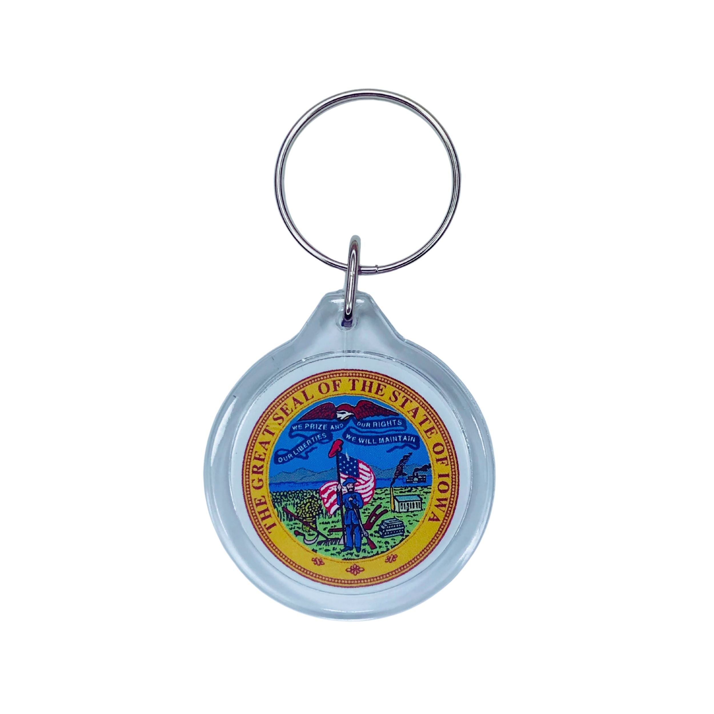 Round Acrylic Keychain - State Seal Iowa - USA
