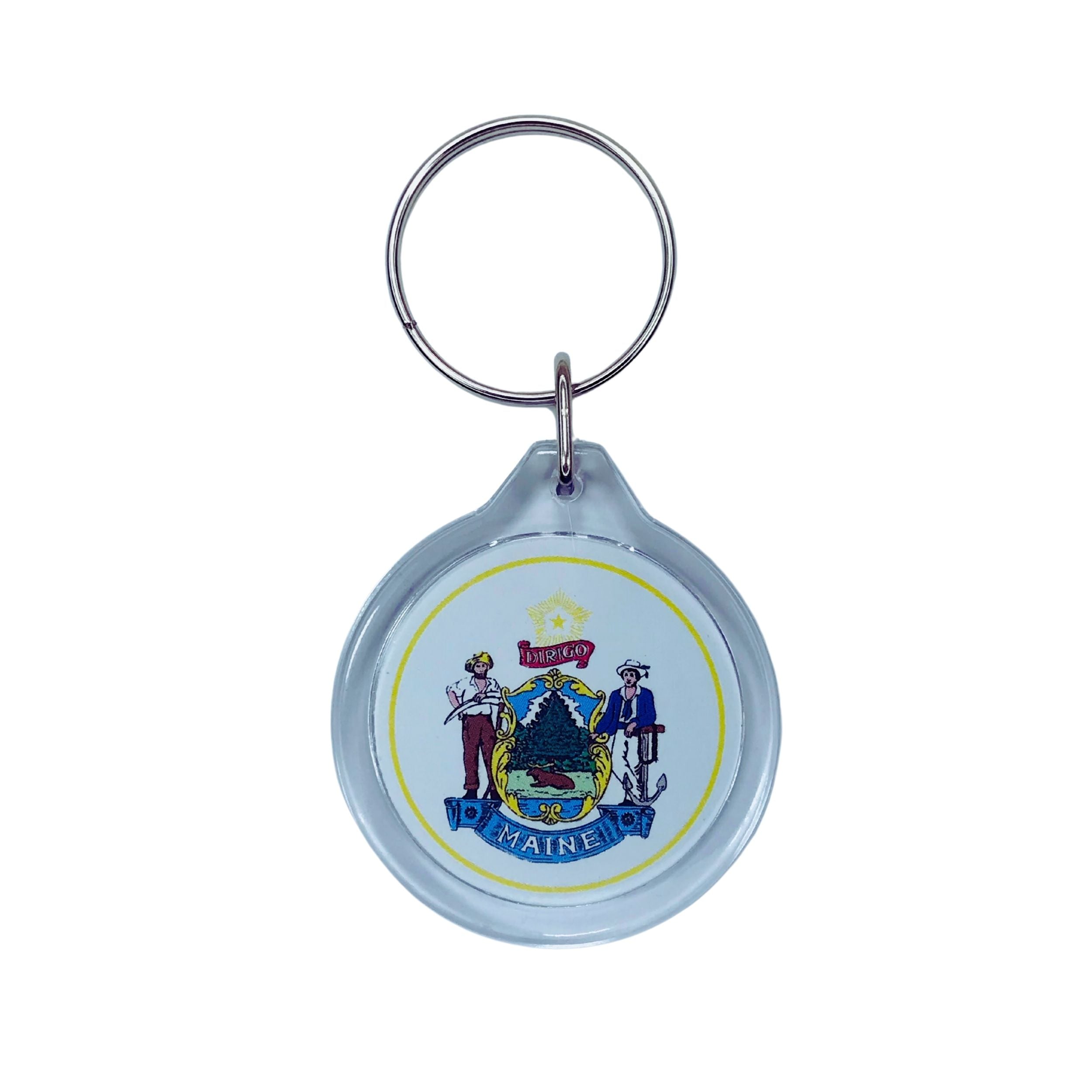 Round Acrylic Keychain - State Seal Maine - USA