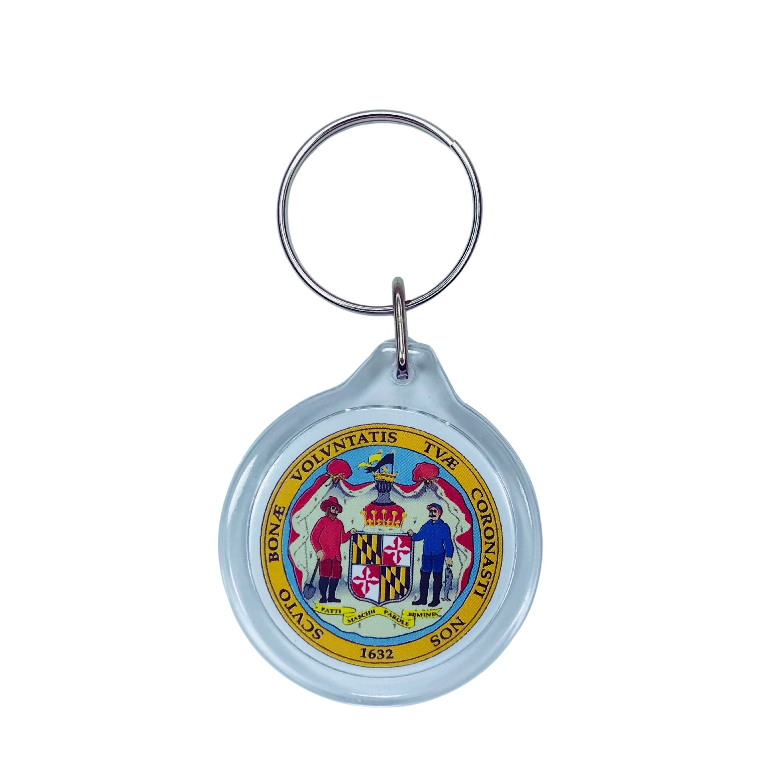 Round Acrylic Keychain - State Seal Maryland - USA