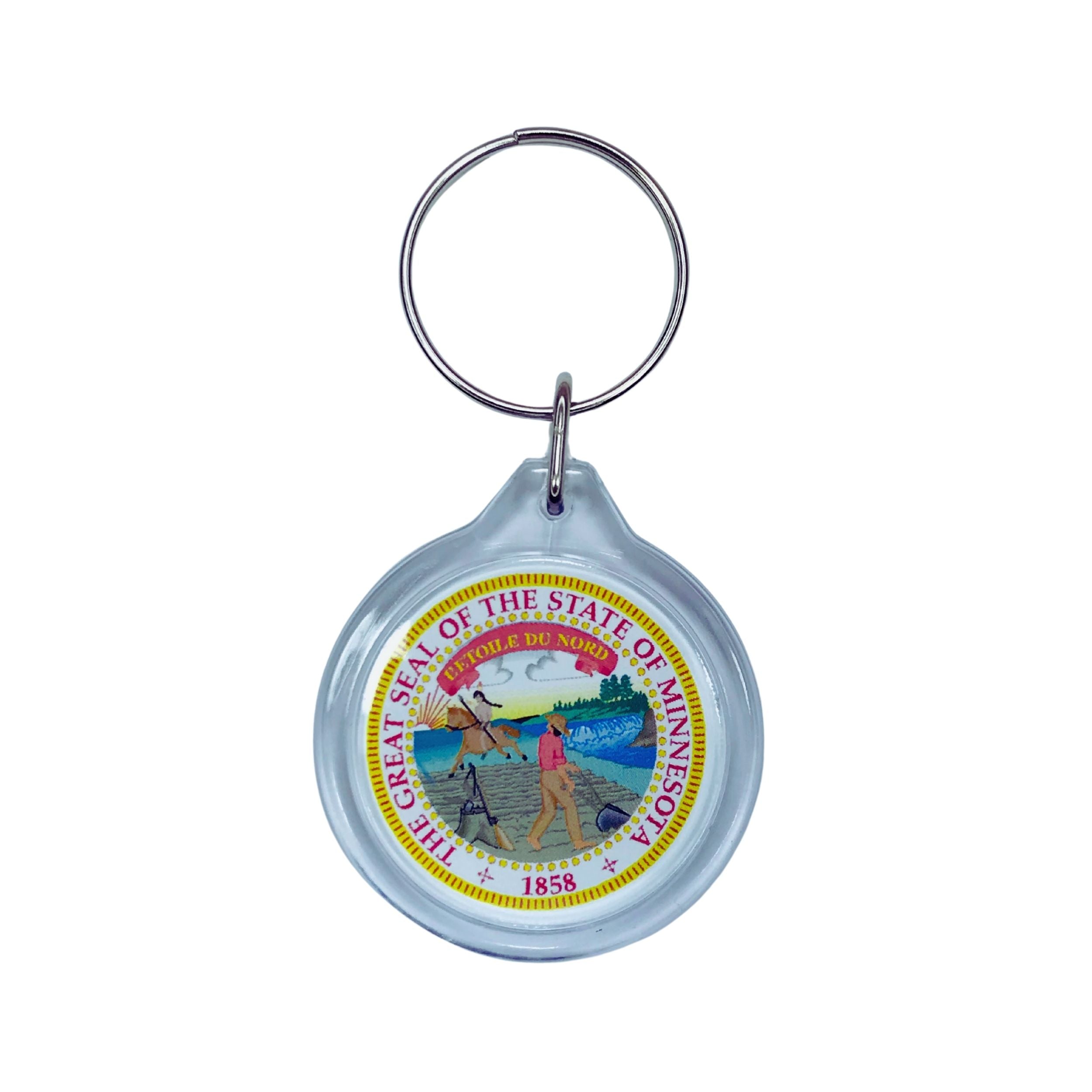 Round Acrylic Keychain - State Seal Minnesota - USA