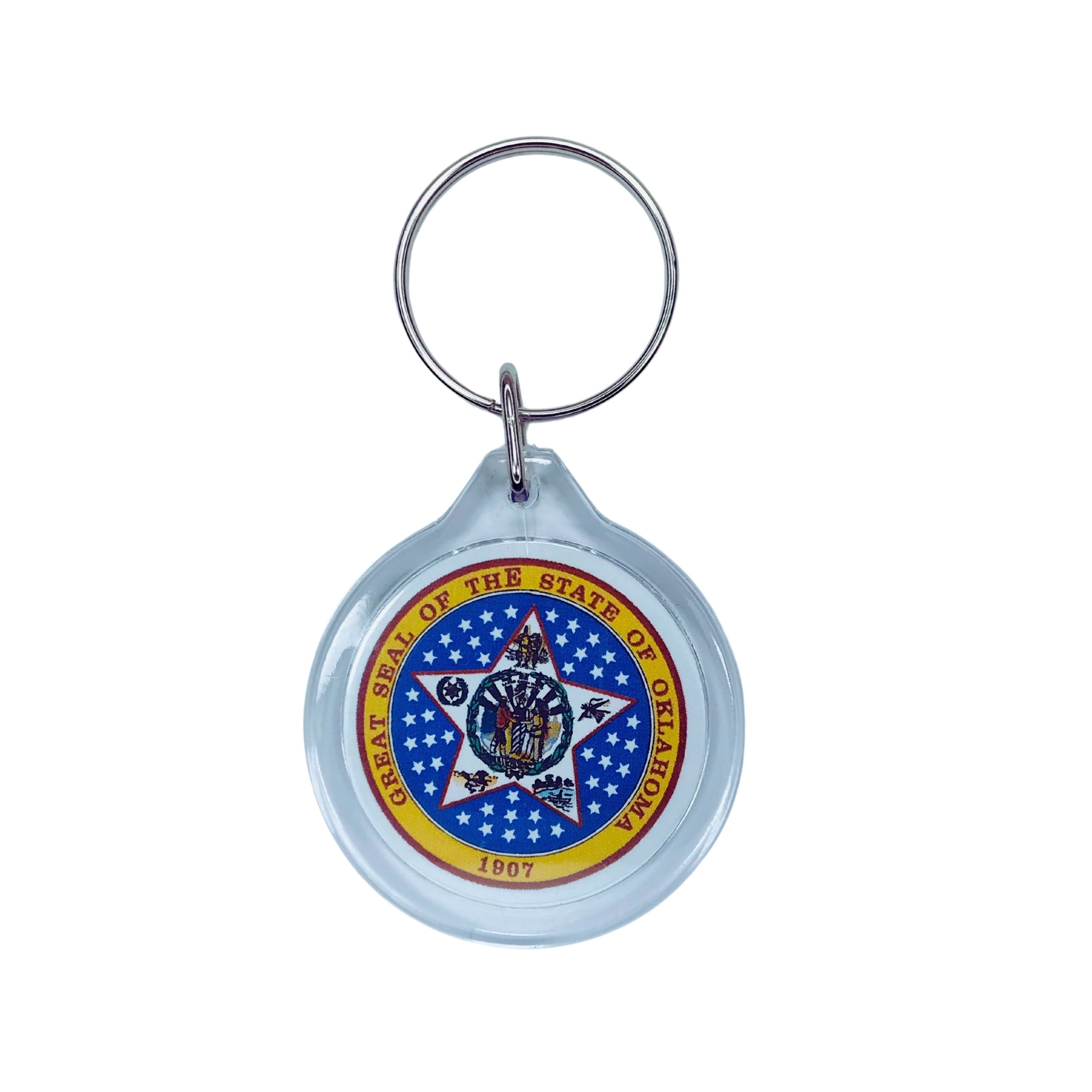 Round Acrylic Keychain - State Seal Oklahoma - USA
