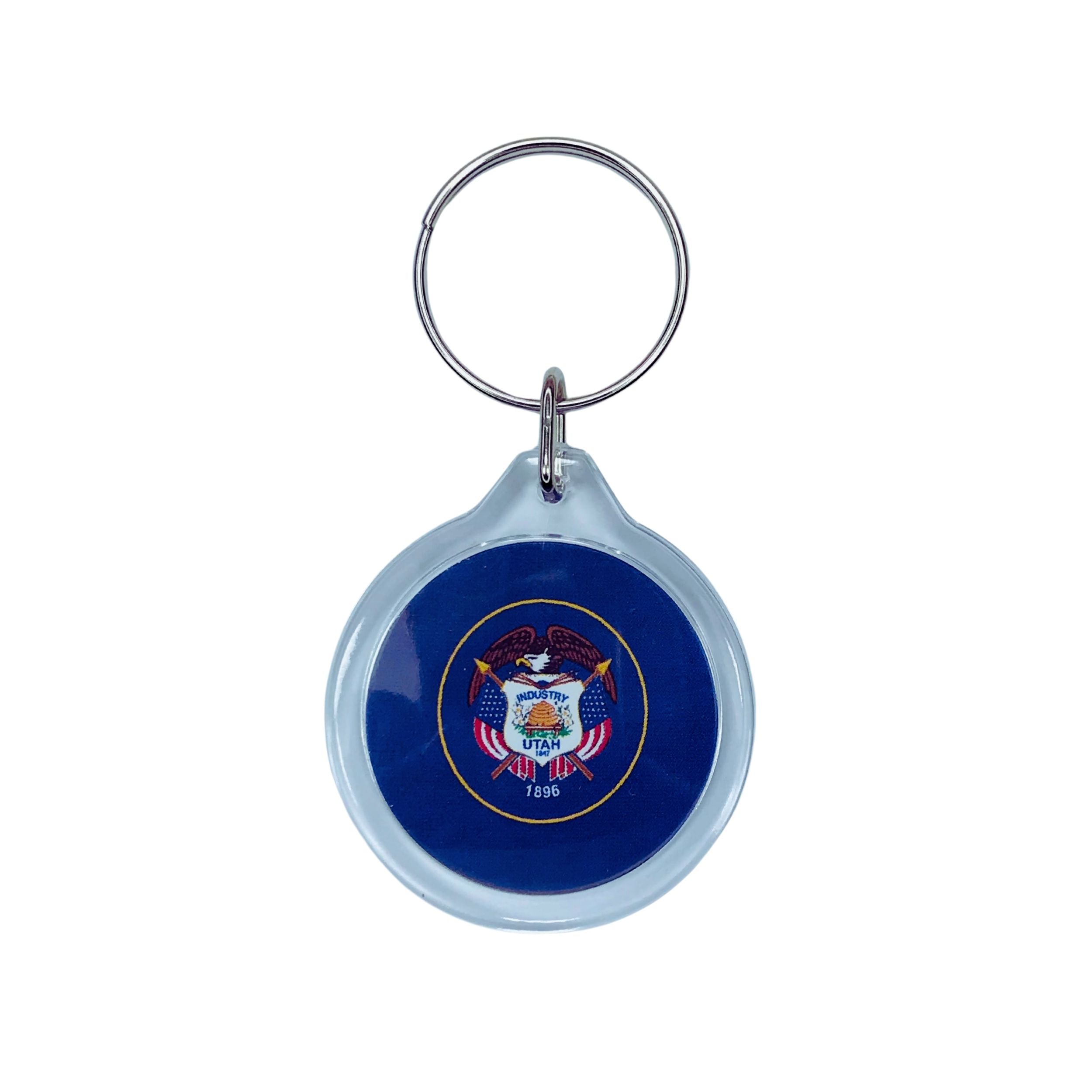 Round Acrylic Keychain - State Seal Utah - USA